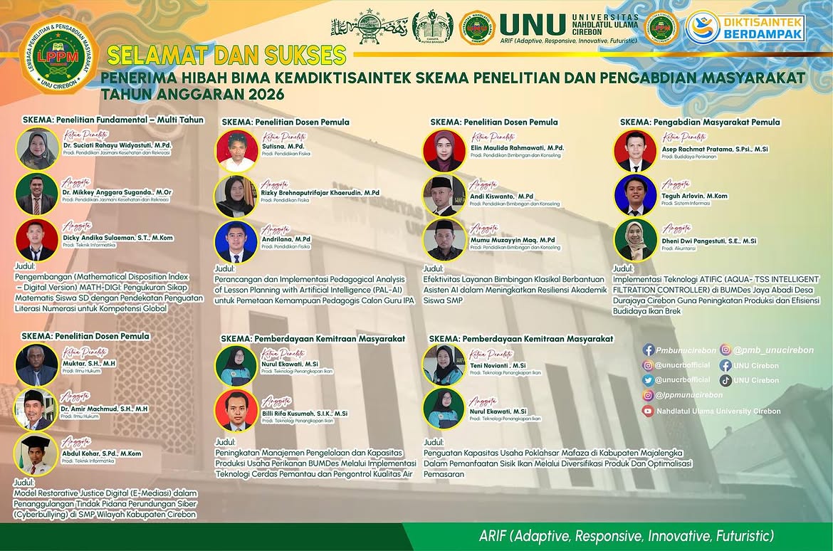 Dosen UNU Cirebon Lolos Hibah BIMA Kemdiktisaintek 2026, Perkuat Riset dan Pengabdian Masyarakat