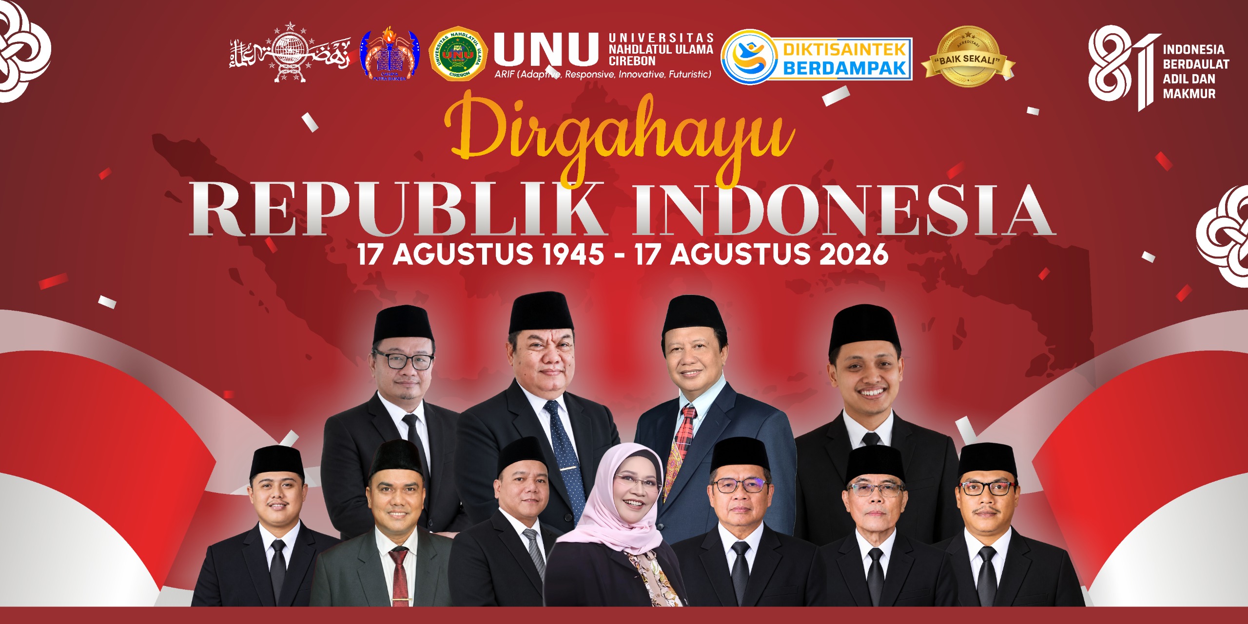 Sambut HUT ke-81 RI, Civitas Akademika UNU Cirebon Gelorakan Semangat \"Indonesia Berdaulat, Adil, dan Makmur\"